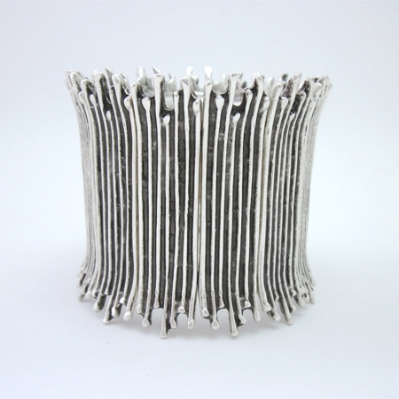 Wide "Fortress" Zinc Stretch Bracelet - Click Image to Close